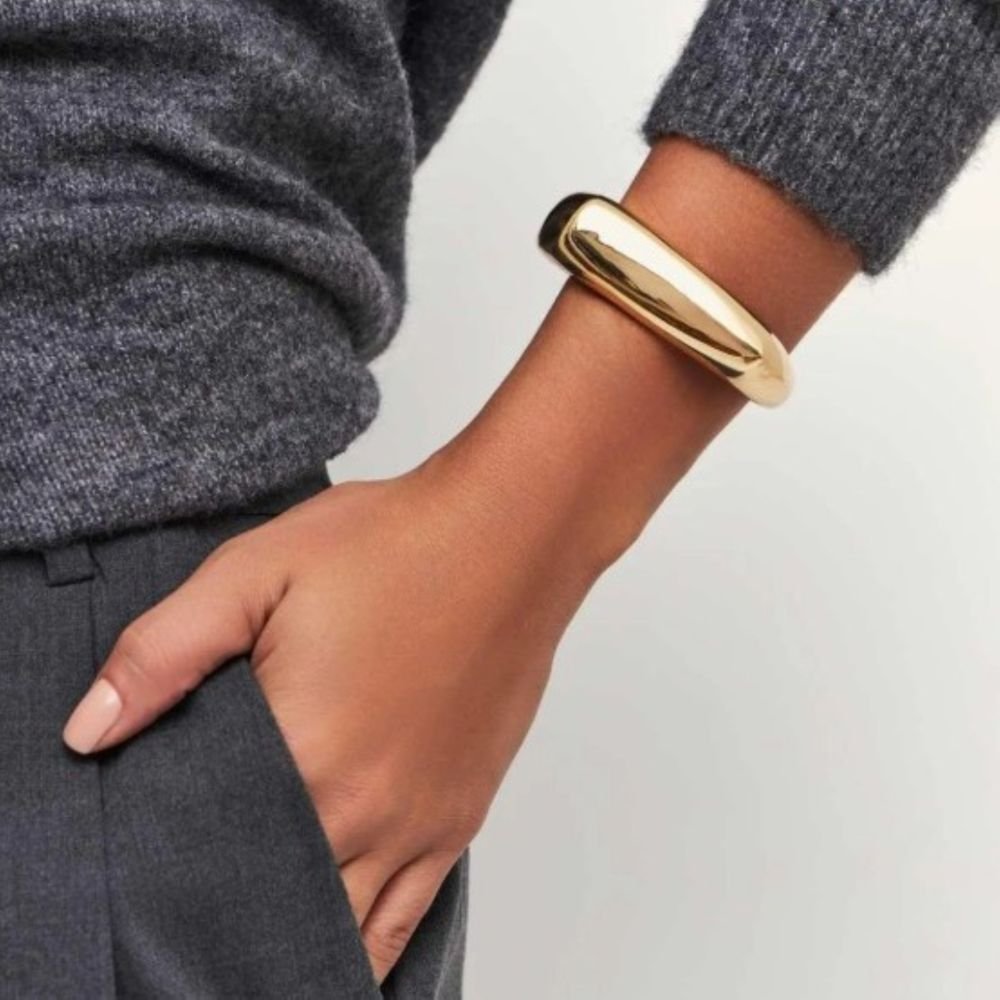 Bracelete Geométrico Bold Semijoia Dourado Banhado a Ouro 18K Ania Store Dourado 2