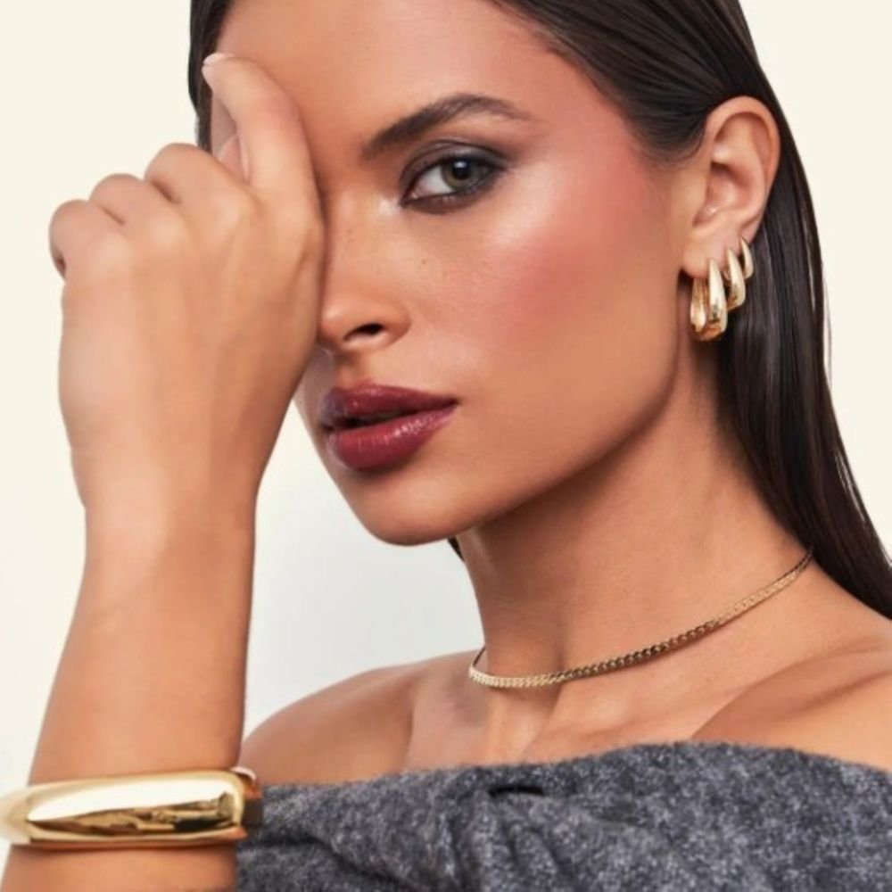 Bracelete Geométrico Bold Semijoia Dourado Banhado a Ouro 18K Ania Store Dourado 3