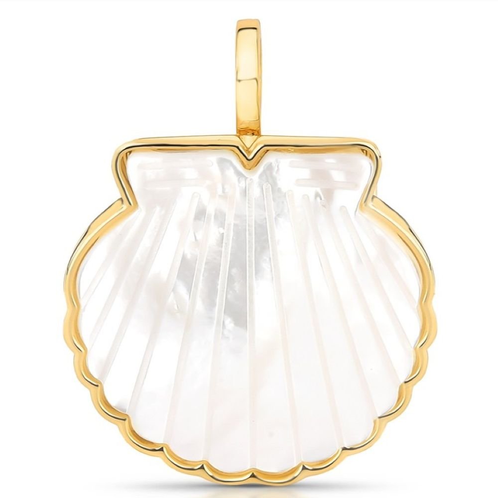 Pingente Concha Madrepérola Semijoia Banhado a Ouro 18K Ania Store