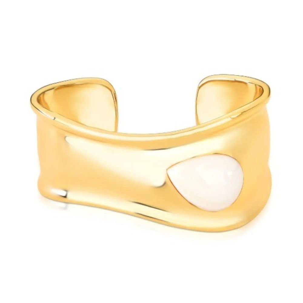 Bracelete Orgânico com Detalhe Gota Esmaltada Semijoia Banhado a Ouro 18K Ania Store