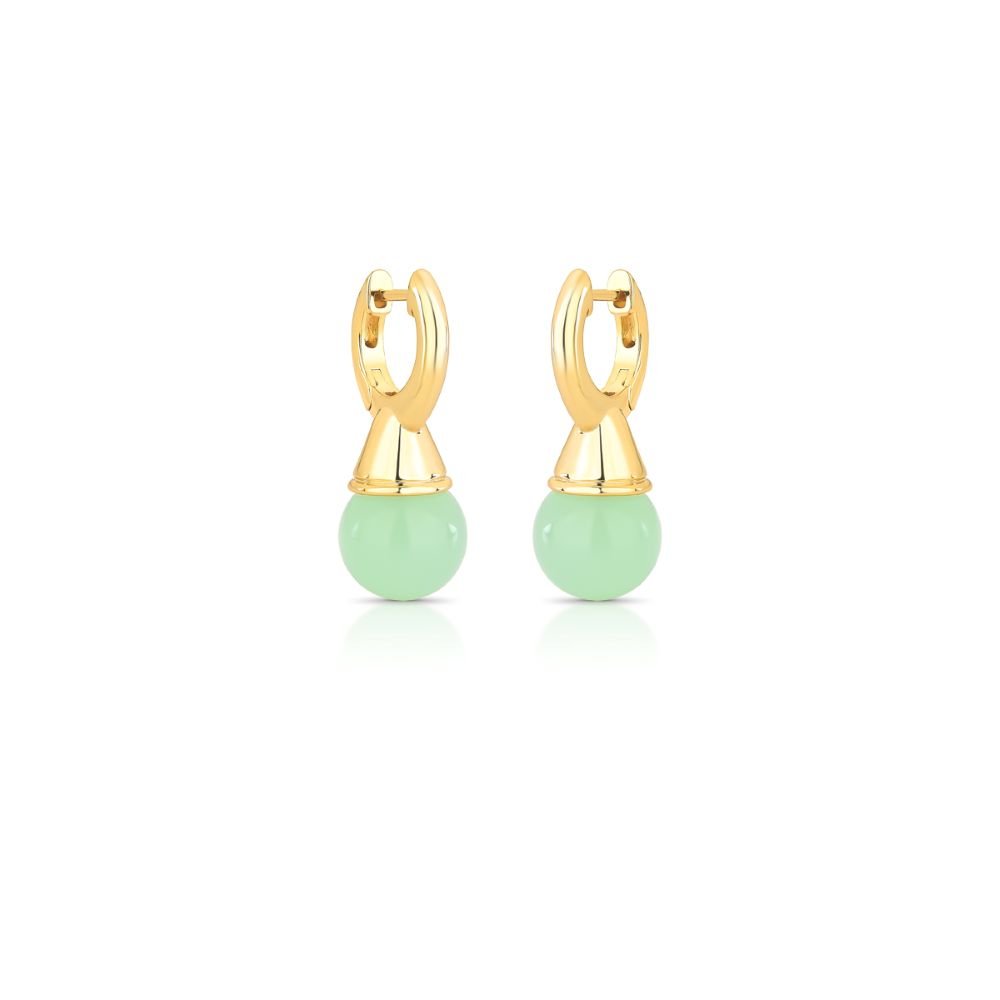 Brinco Argola com Pingente Esfera Verde Piscina Semijoia Banhada a Ouro 18K Ania Store