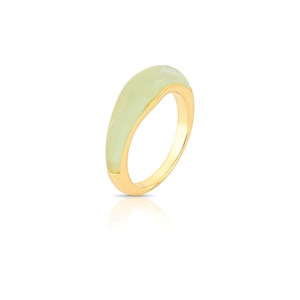 Anel com Pingente Alongado Verde Piscina Semijoia Banhada a Ouro 18K Ania Store