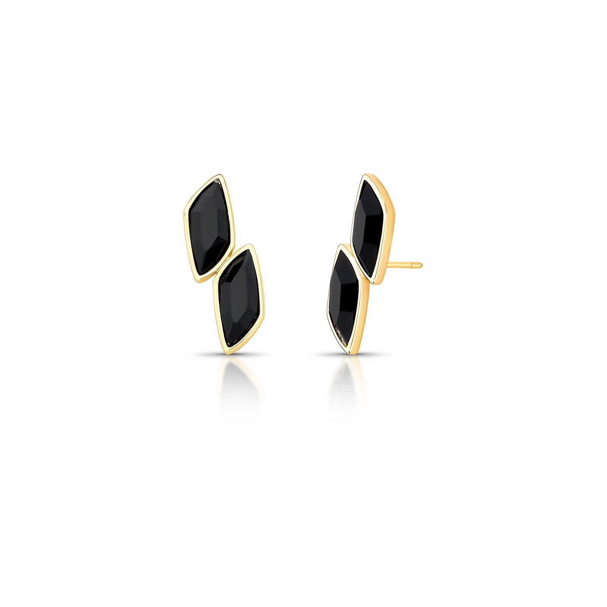 Brinco Ear Cuff Folhas Esmaltado Preto Semijoia Banhada a Ouro 18K Ania Store