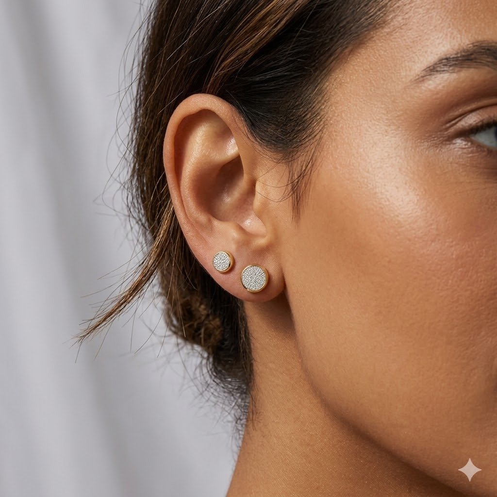 Brinco Oval Médio Cravejado com Micro Zircônias Semijoia Banhado a Ouro 18K Ania Store Dourado 2