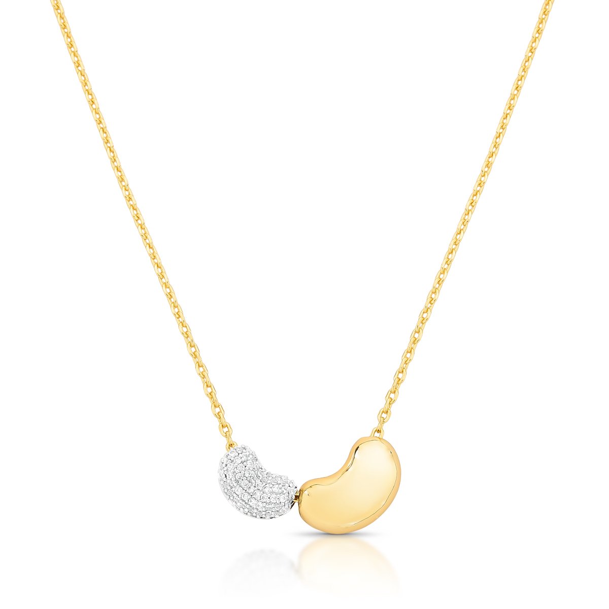 Colar com Dois Pingentes Orgânicos com Detalhe Cravejado Semijoia Banhada a Ouro 18K Ania Store