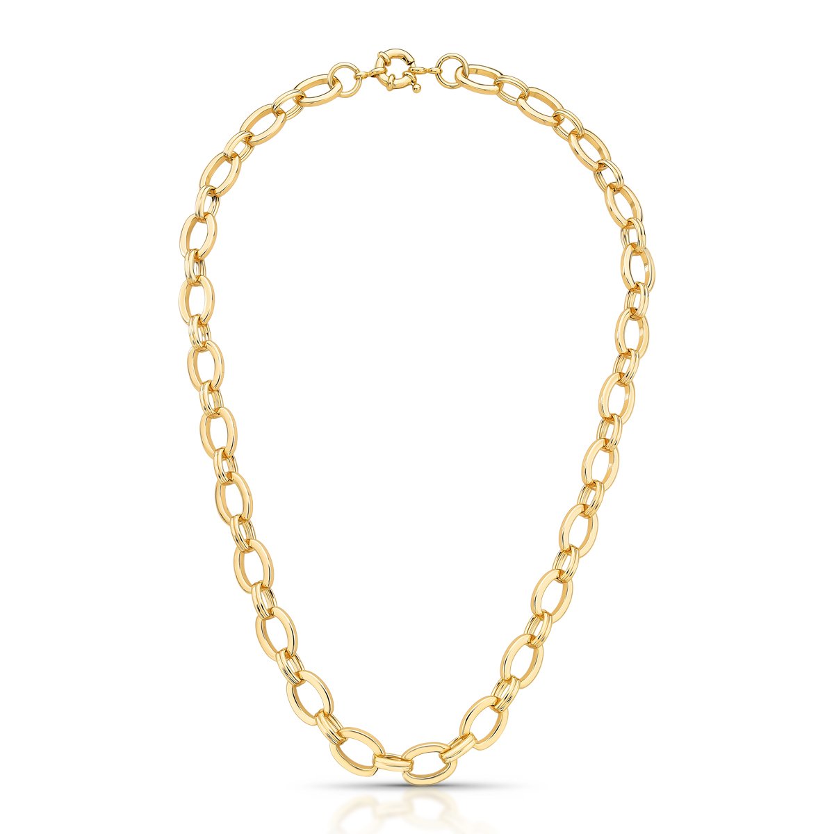 Colar Elos Oval Fecho Bóia Semijoia Banhada a Ouro 18K Ania Store