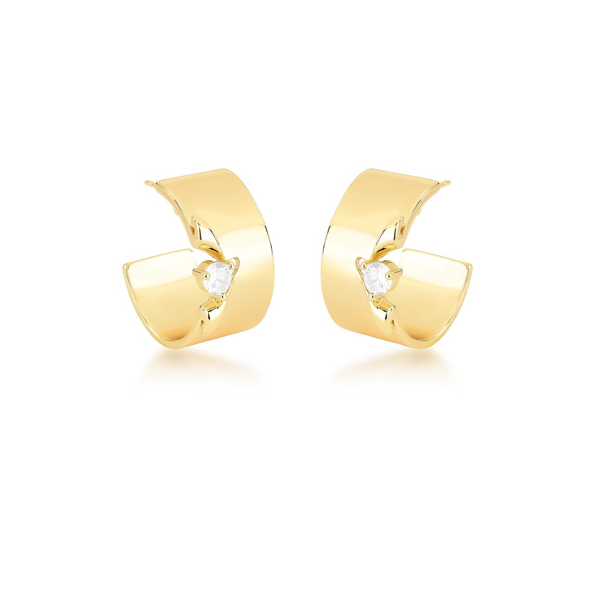 Brinco Argola Lisa P com Detalhes em Cristal Semijoia Banhada a Ouro 18K Ania Store