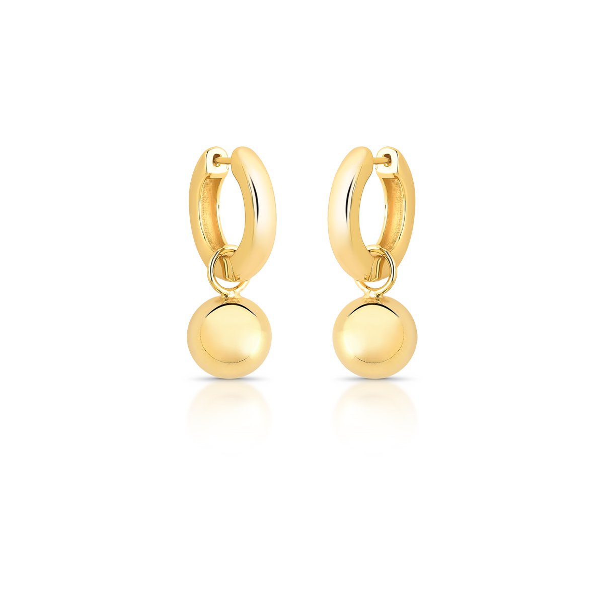 Brinco Argola P com Pingente de Bolinha Semijoia Banhada a Ouro 18K Ania Store