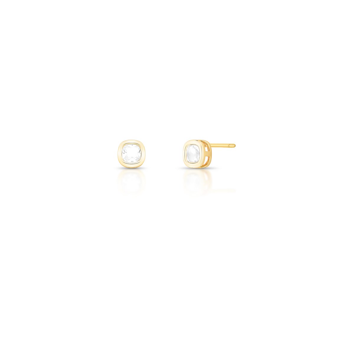Brinco Gold Mini Cristal Branco Lapidado Quadrado Semijoia Banhada a Ouro 18K Ania Store