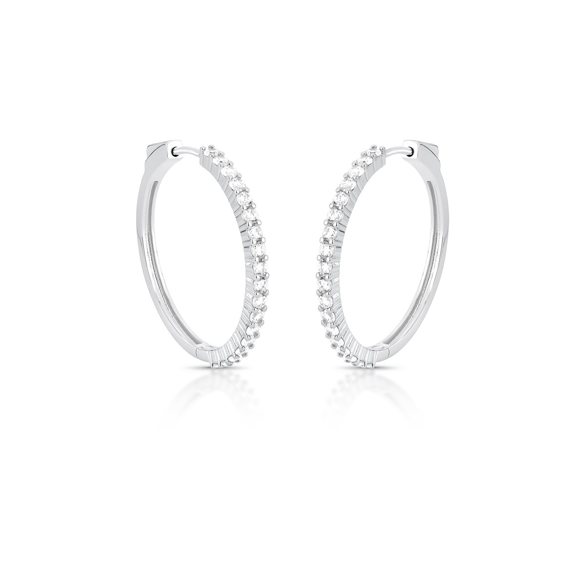 Brinco Argola Riviera M Cravejado com Cristais Semijoia Banhada a Ródio Ania Store