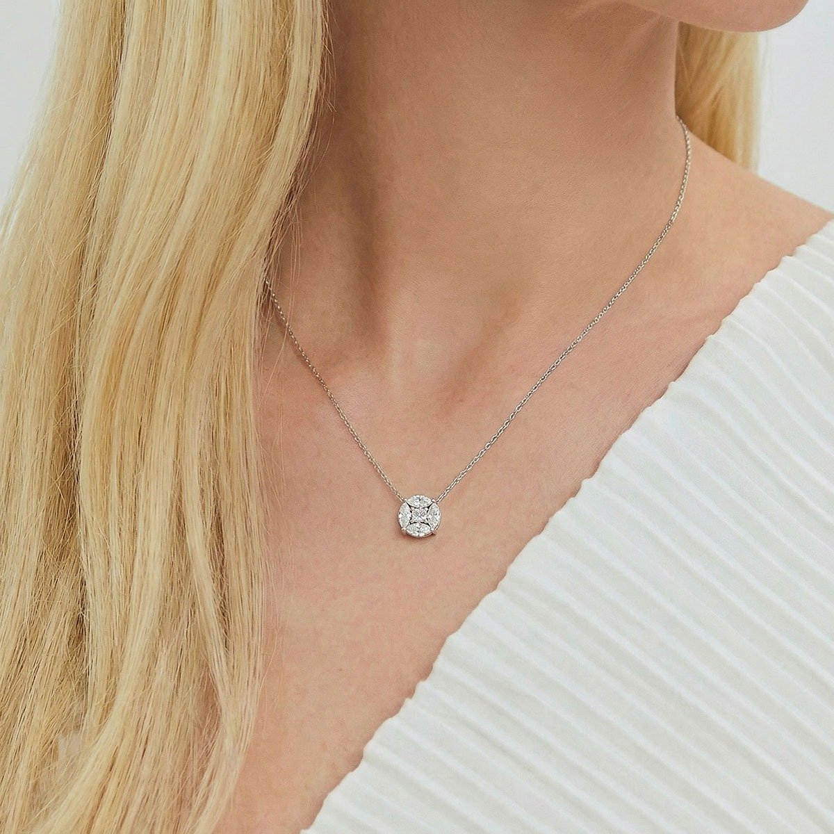 Colar com Pingente em Pedra Moissanite 3x6mm 1.50ct Prata Rodinada 925 Ania Store Prata 2