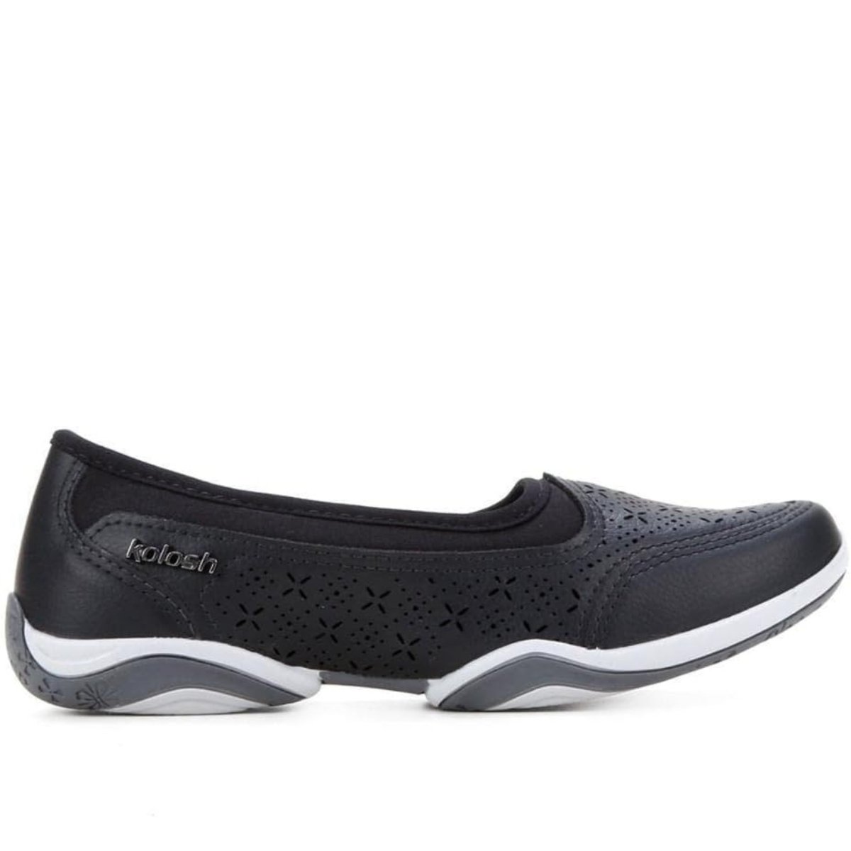 Tênis Kolosh Feminino Slip-On Calce Fácil Recortes Laser Preto