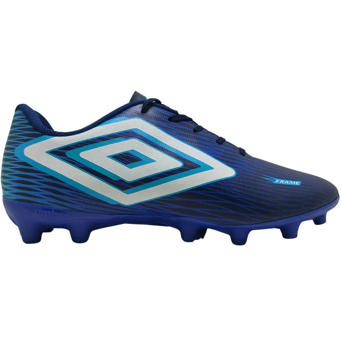 Chuteira Umbro Frame Campo Masculina Marinho Branco Scuba Blue Azul 1