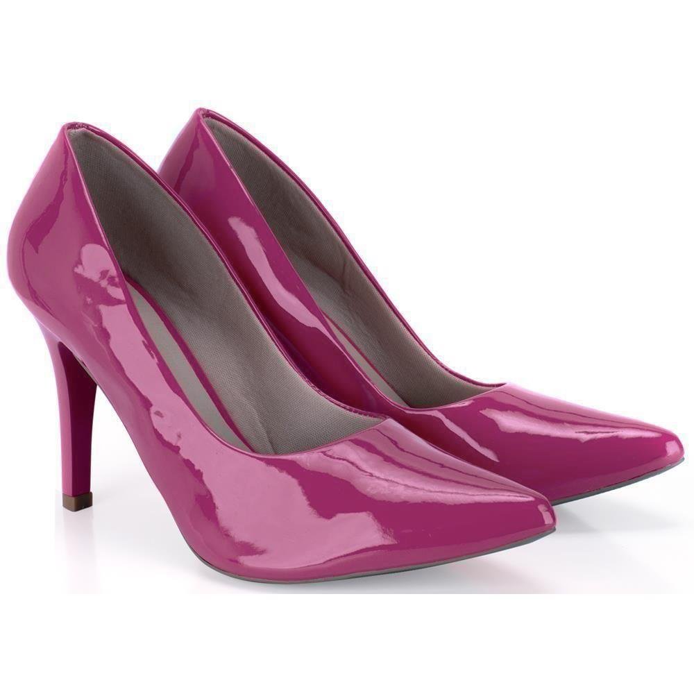 Kit 2 Scarpin Feminino Verniz Confortável Elegante Clássico Branco/Rosa 3