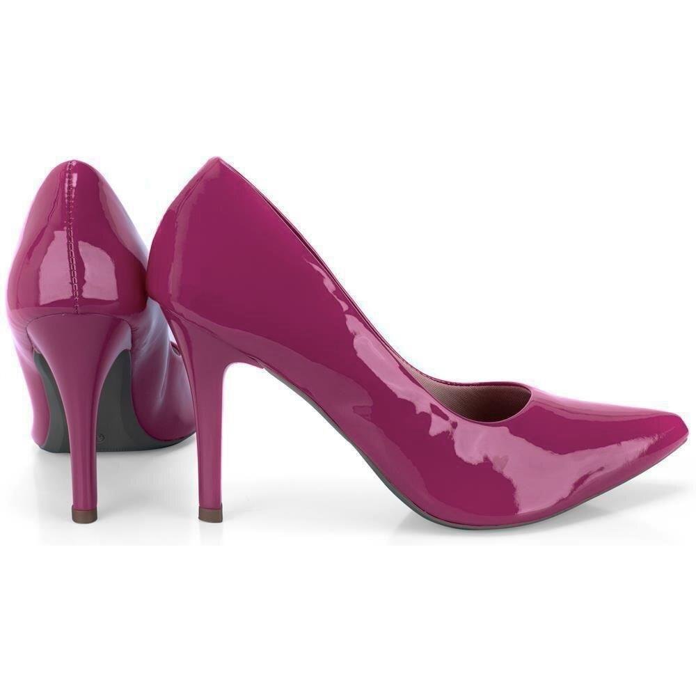 Kit 2 Scarpin Feminino Verniz Confortável Elegante Clássico Branco/Rosa 5