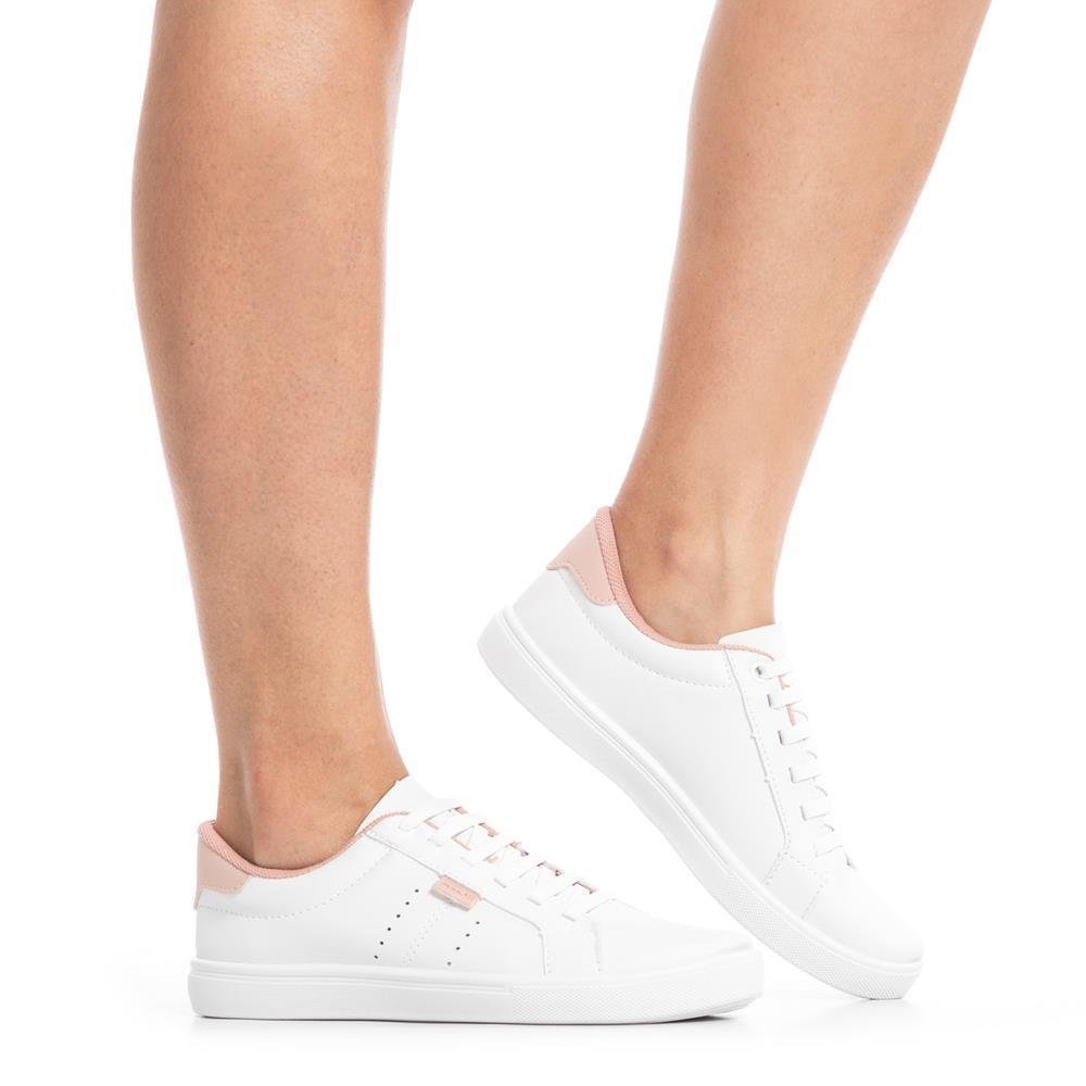 Kit 3 Pares Tênis Casual Feminino Cadarço Conforto Moda Branco/Nude/Preto 2