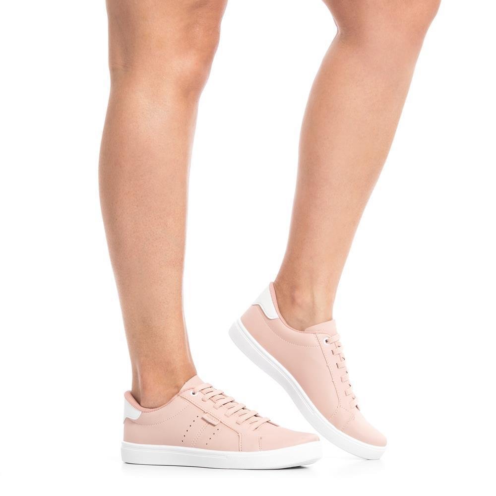 Kit 3 Pares Tênis Casual Feminino Cadarço Conforto Moda Branco/Nude/Preto 3