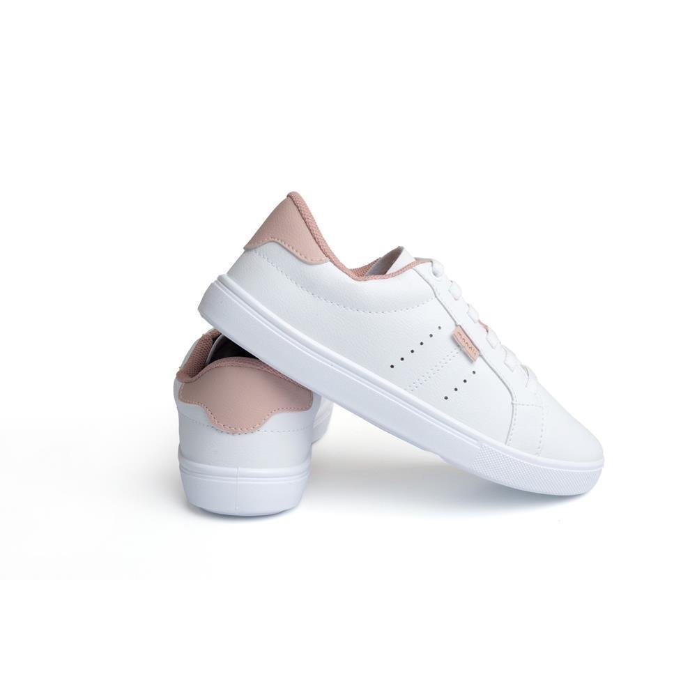 Kit 3 Pares Tênis Casual Feminino Cadarço Conforto Moda Branco/Nude/Preto 5