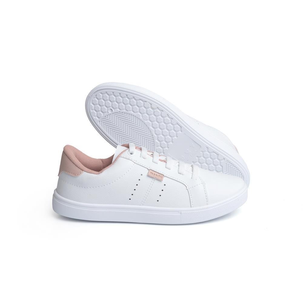 Kit 3 Pares Tênis Casual Feminino Cadarço Conforto Moda Branco/Nude/Preto 9