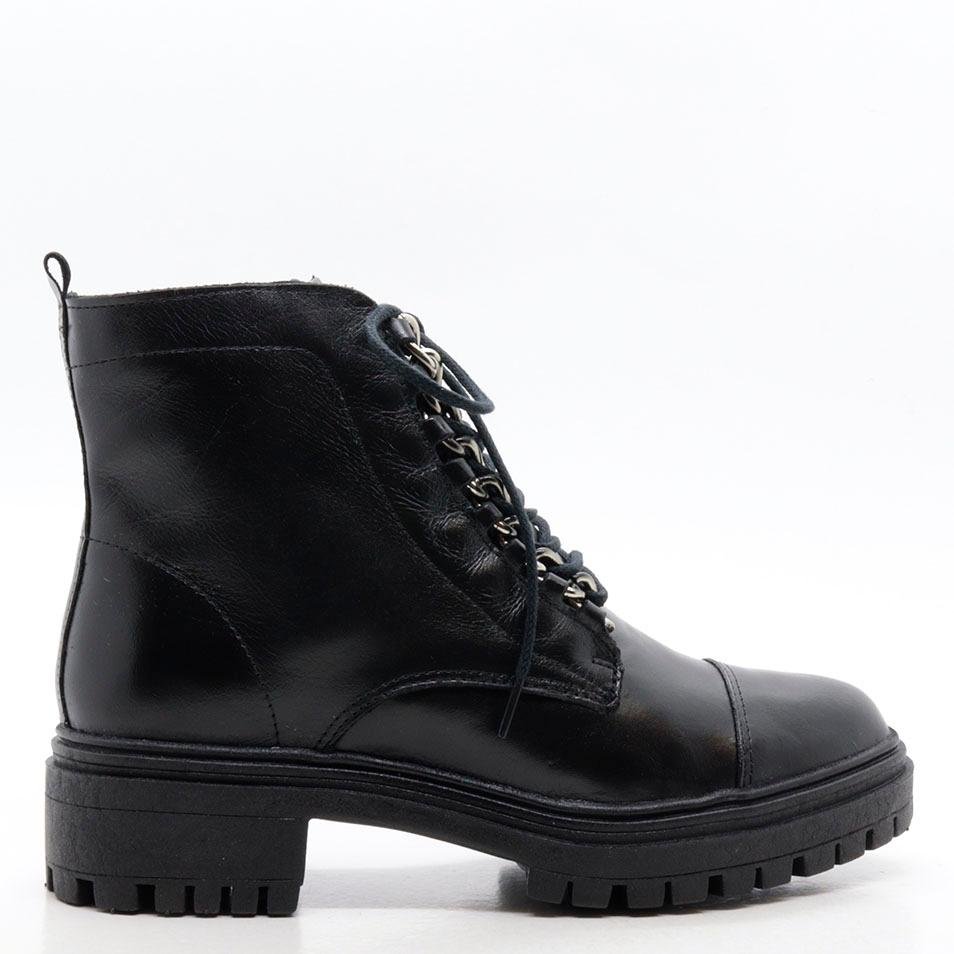 Bota Coturno Salto Tratorado Couro Preto 2