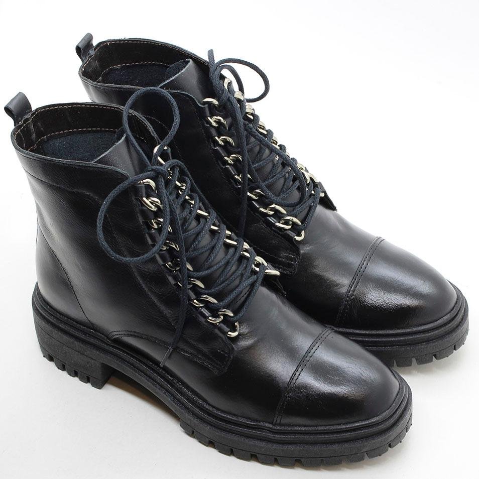 Bota Coturno Salto Tratorado Couro Preto 3