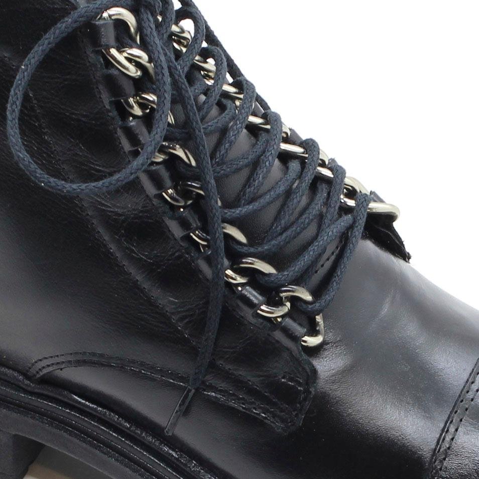 Bota Coturno Salto Tratorado Couro Preto 4
