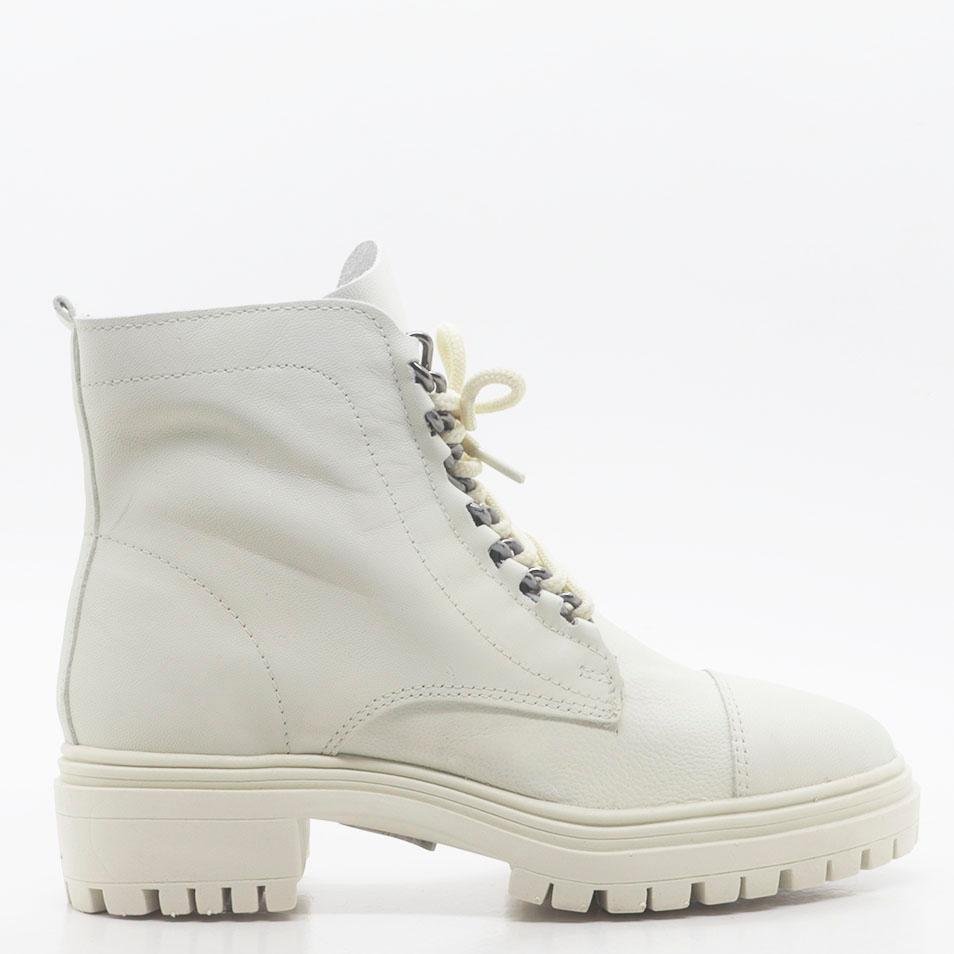Bota Coturno Salto Tratorado Couro Off White 2