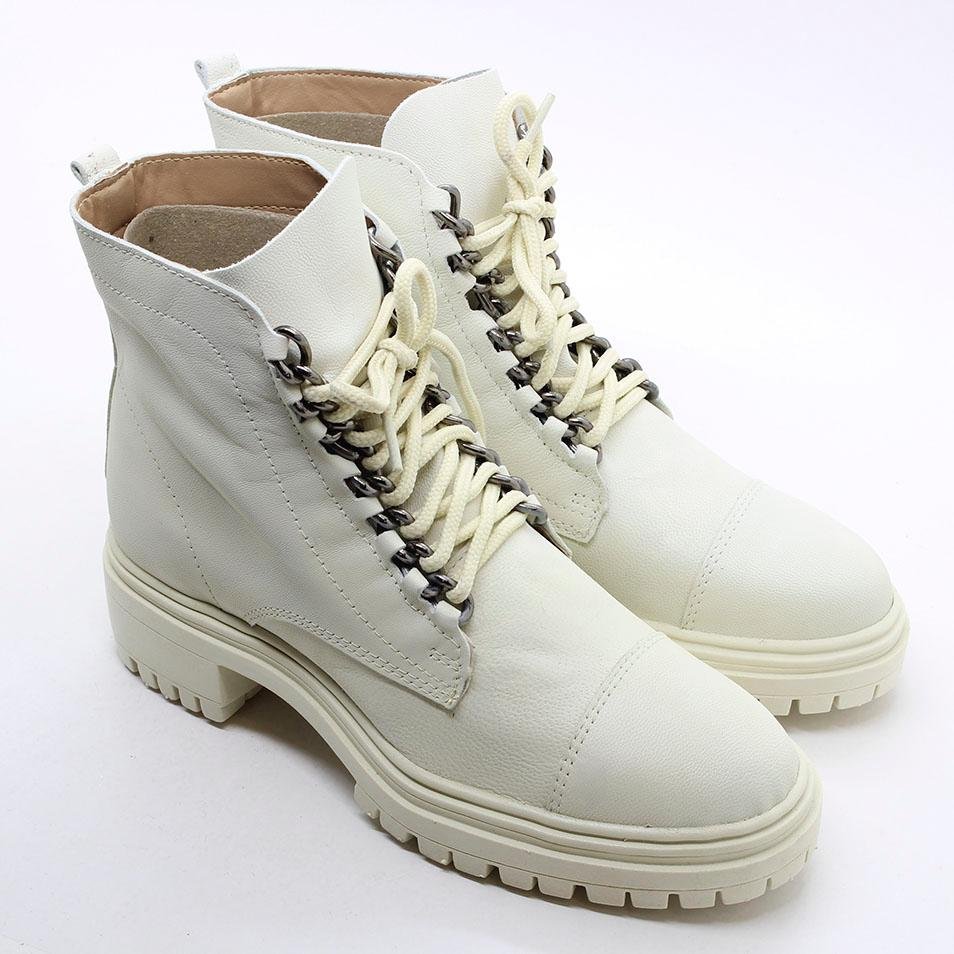 Bota Coturno Salto Tratorado Couro Off White 3