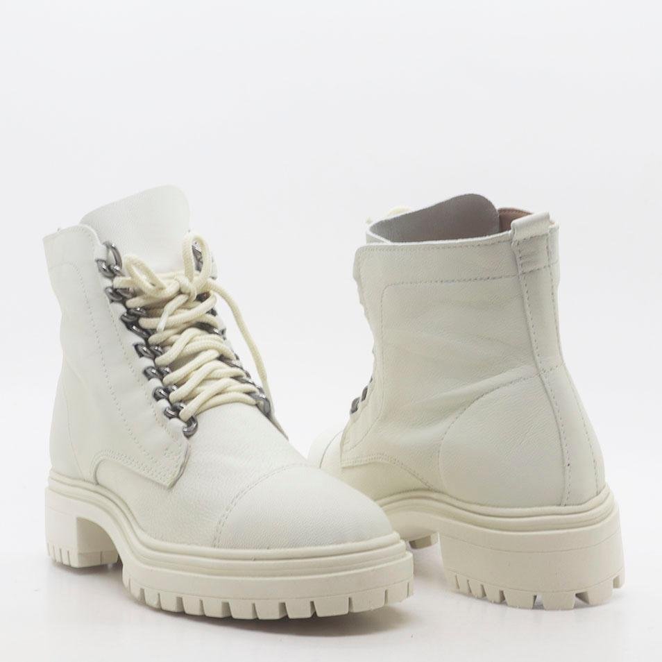 Bota Coturno Salto Tratorado Couro Off White 5