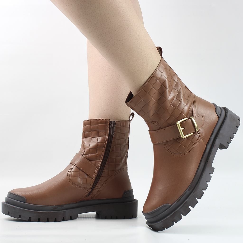 Bota Coturno Fivela Conhaque 1