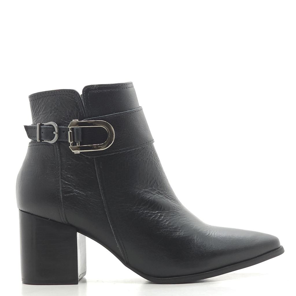Bota Carmina Cano Baixo Salto Bloco Feminino Preto 2