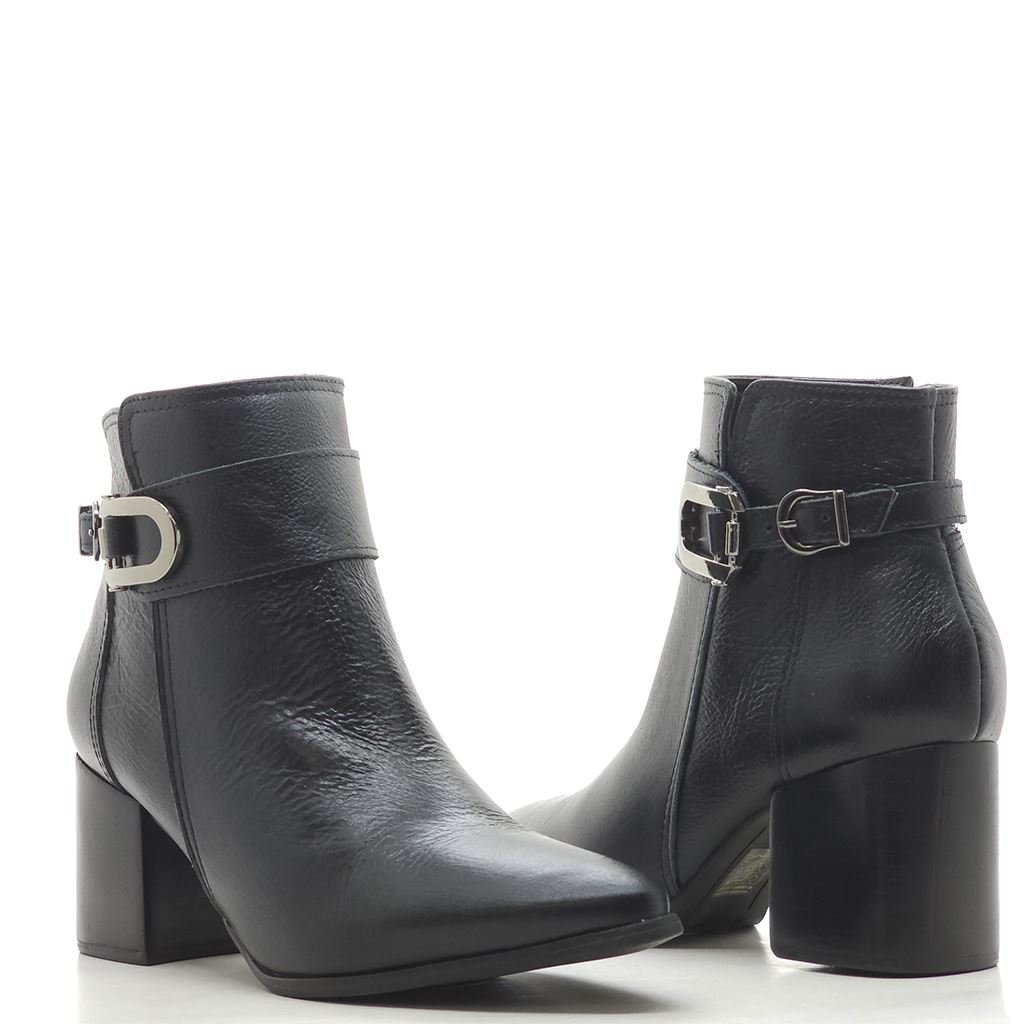 Bota Carmina Cano Baixo Salto Bloco Feminino Preto 3