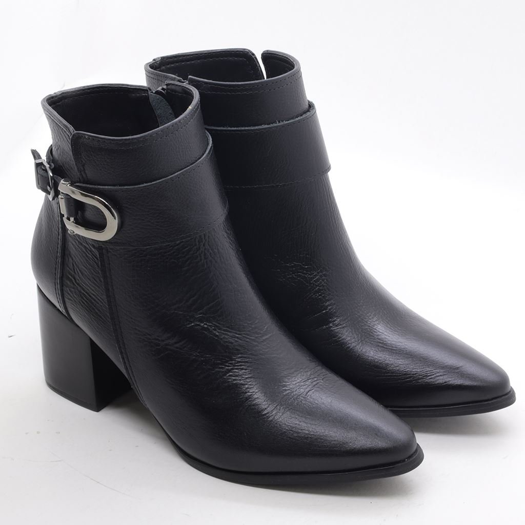 Bota Carmina Cano Baixo Salto Bloco Feminino Preto 4