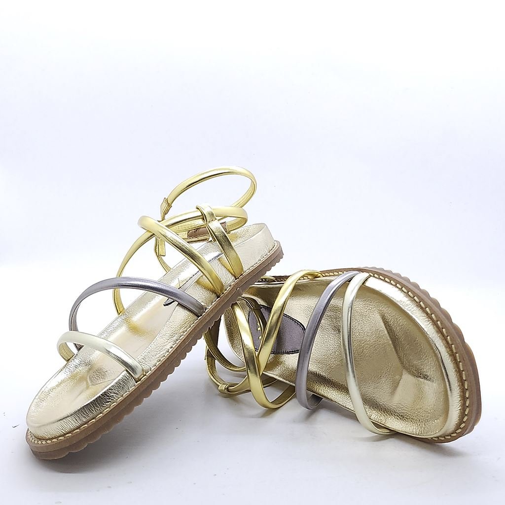 Rasteira Sandália Tiras Finas Ouro light 3