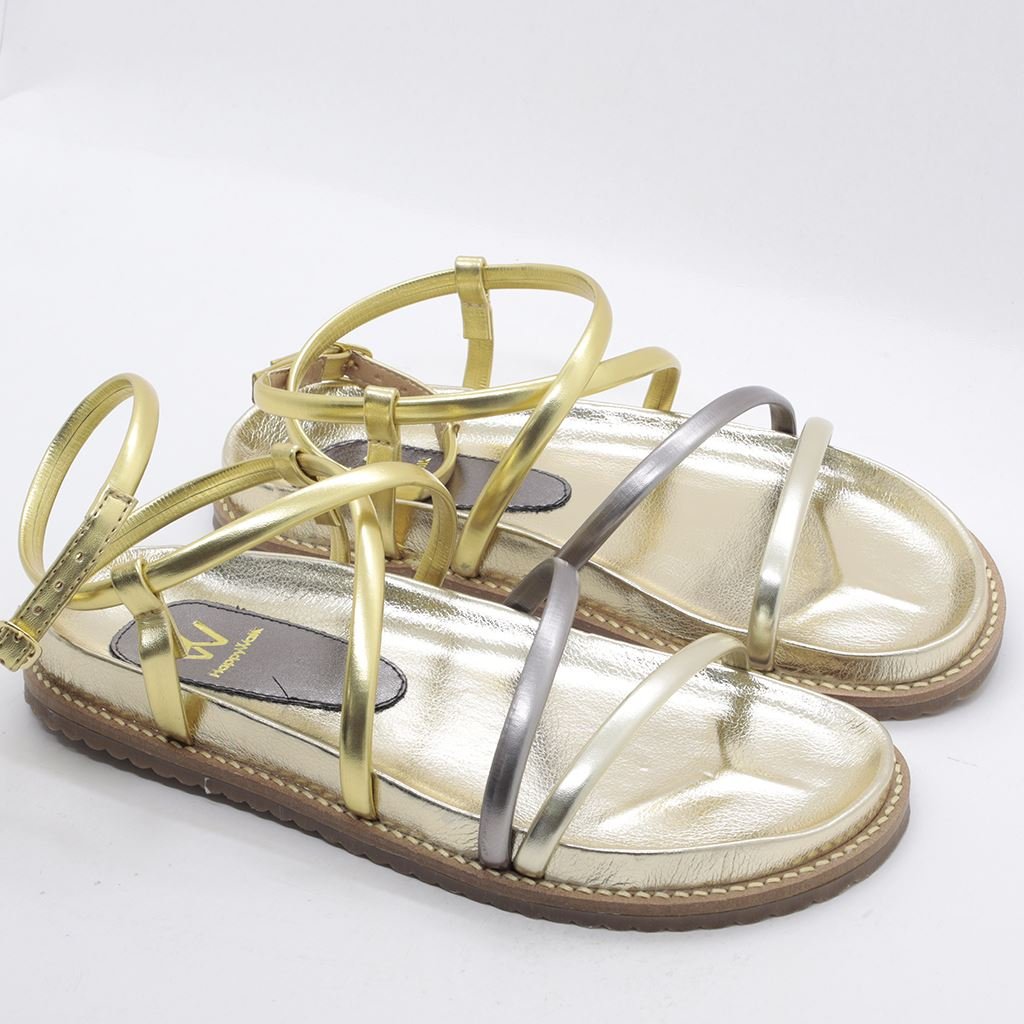 Rasteira Sandália Tiras Finas Ouro light 4
