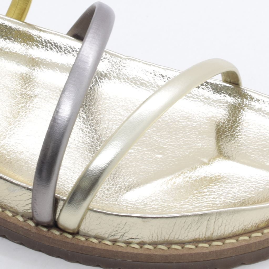 Rasteira Sandália Tiras Finas Ouro light 5