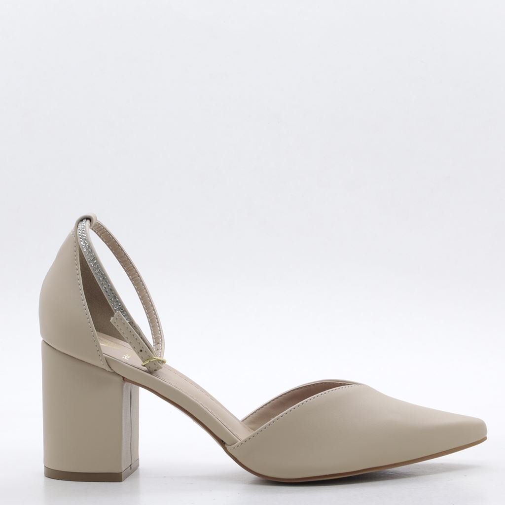Scarpin Salto Bloco Concept Bege 5
