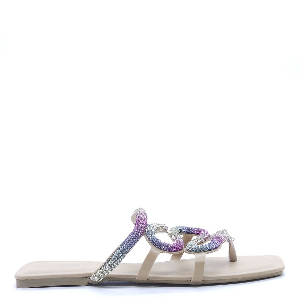 Rasteira Chinelo Brilho Marfim/Tye Die 2