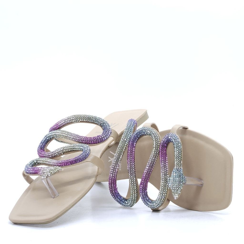 Rasteira Chinelo Brilho Marfim/Tye Die 3