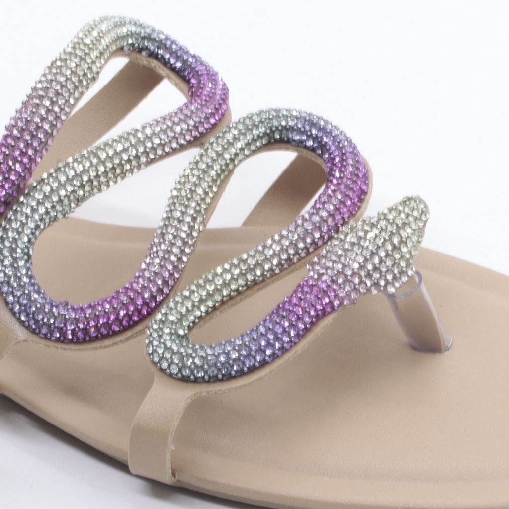 Rasteira Chinelo Brilho Marfim/Tye Die 4
