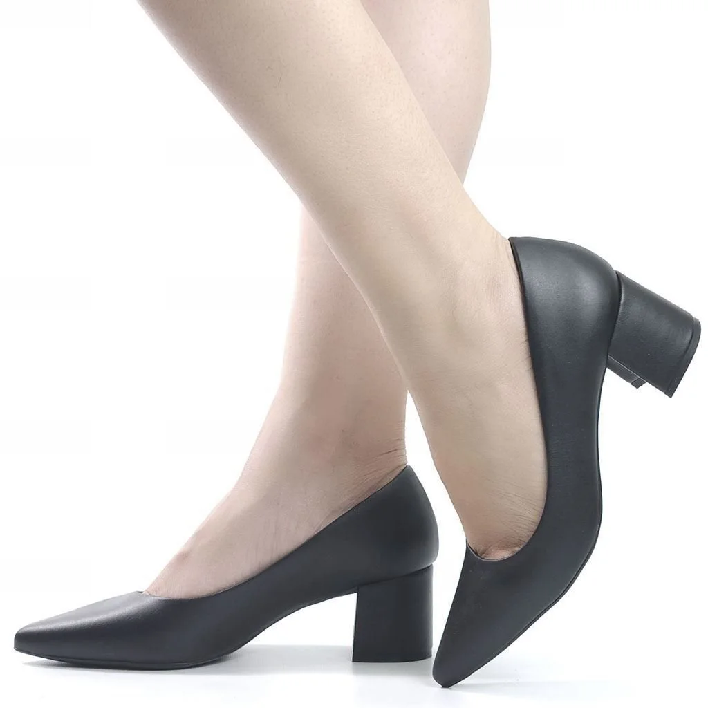 Scarpin Salto Bloco Classic Preto 1