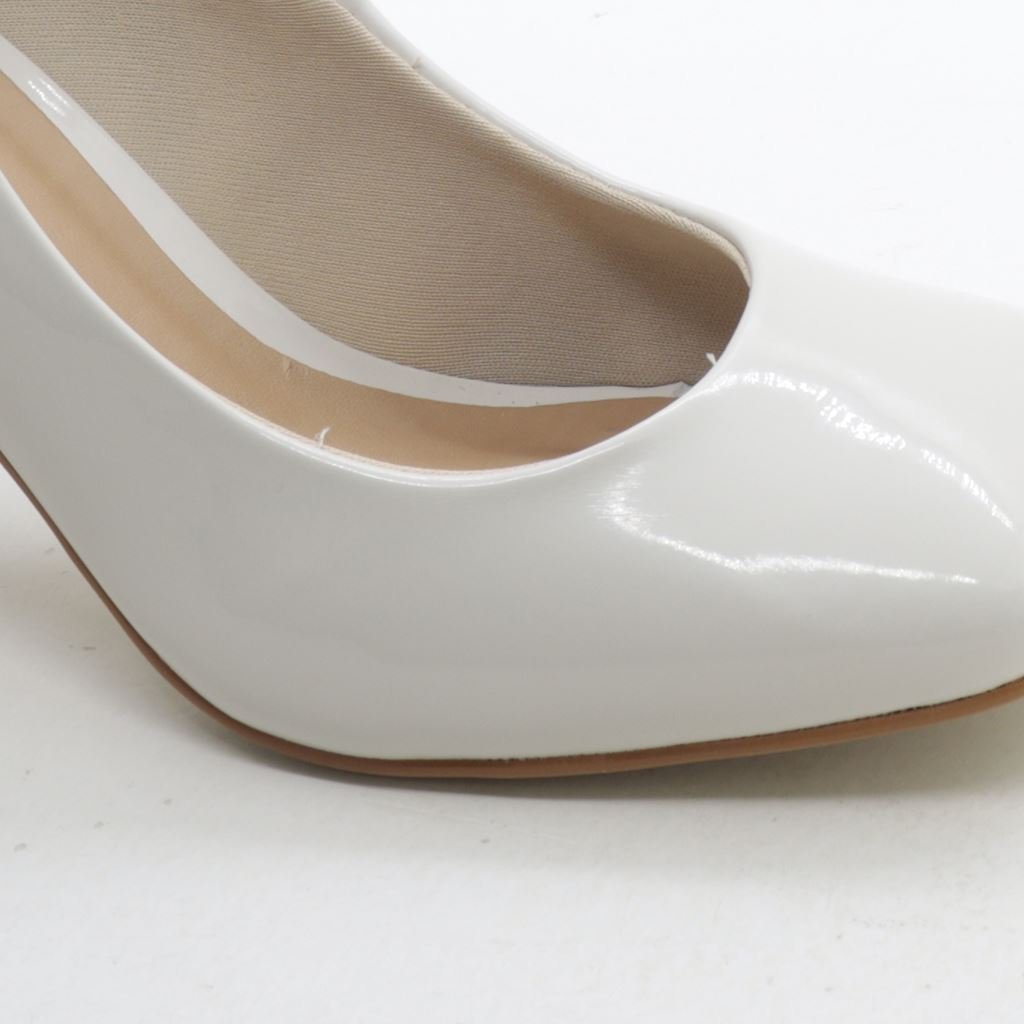 Scarpin Salto Bloco Verniz Off White 3