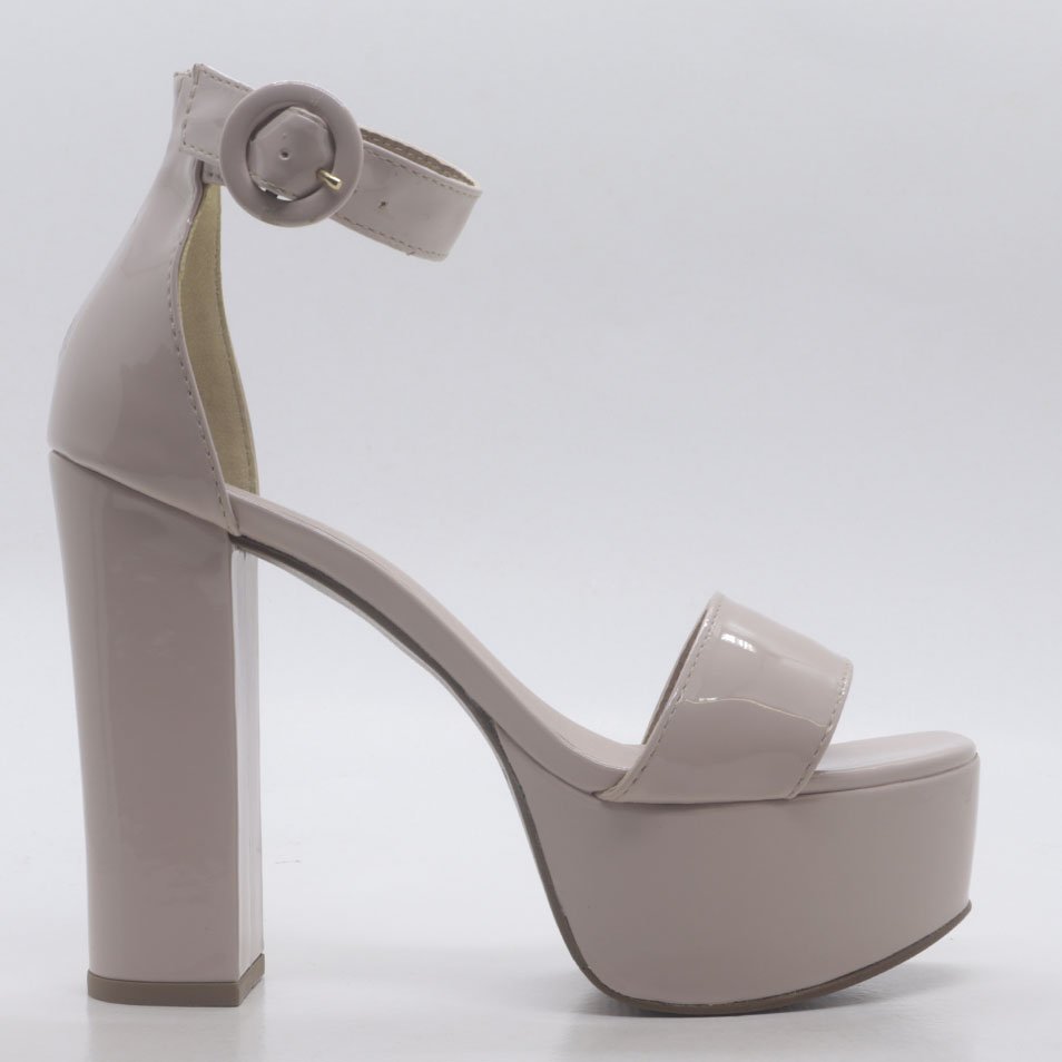 Sandália Salto Bloco Verniz Rosa 2