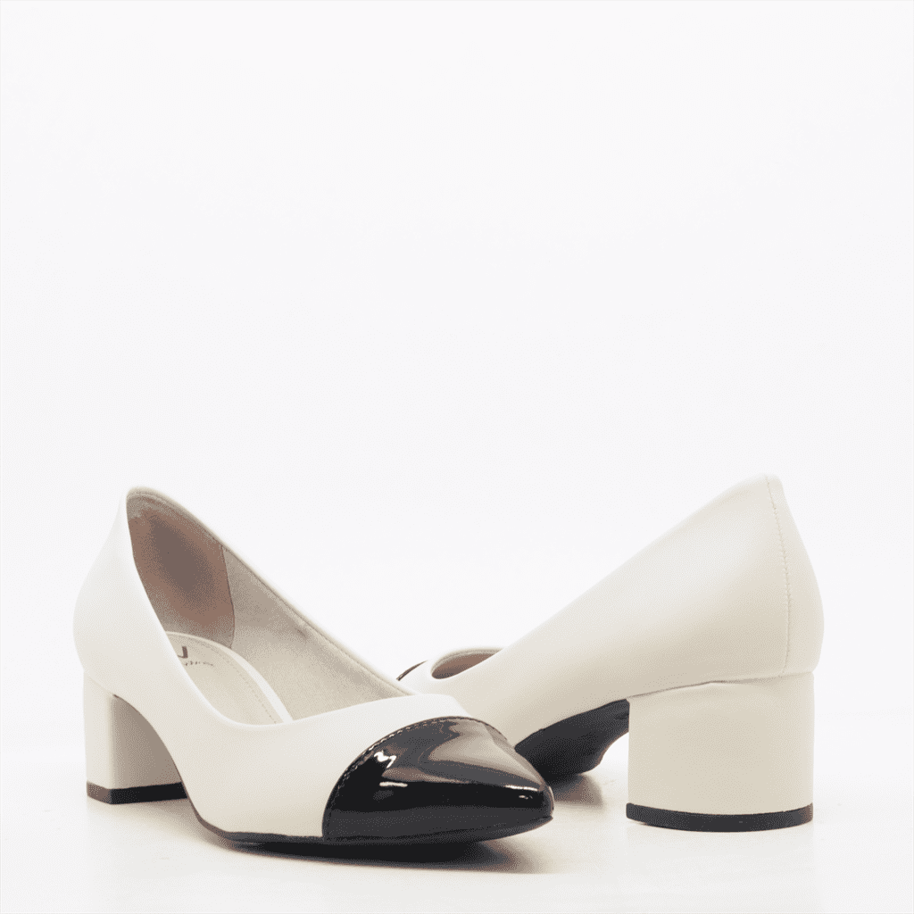 Scarpin Salto Bloco Bicolor Branco 2