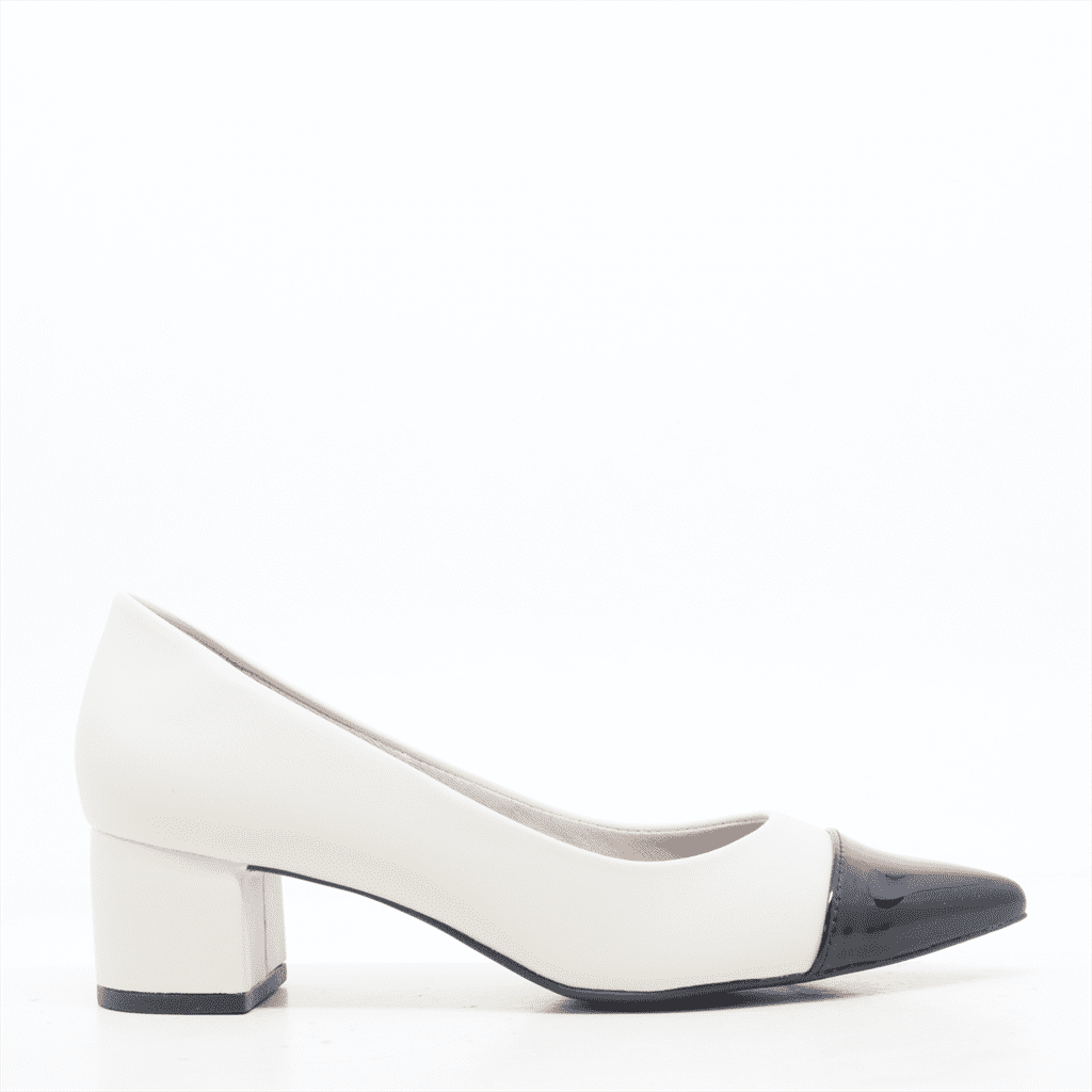 Scarpin Salto Bloco Bicolor Branco 3