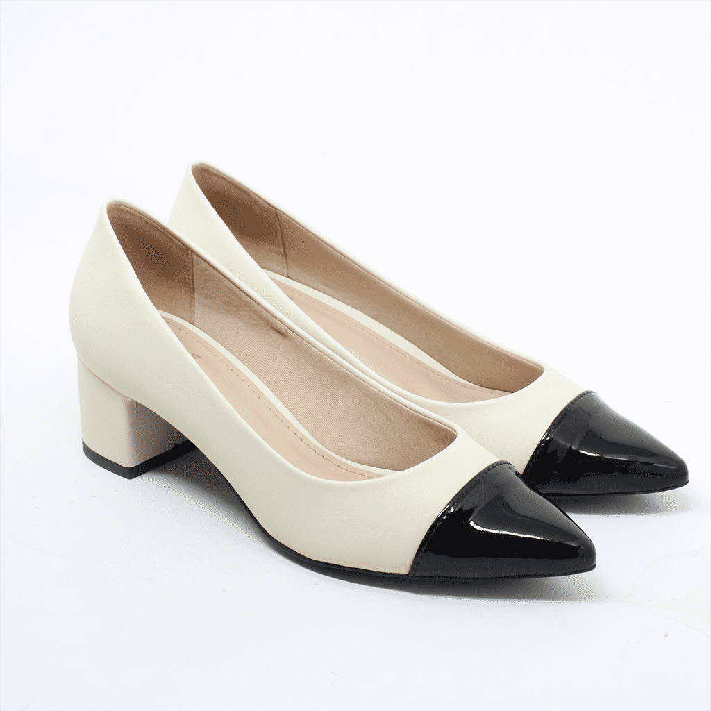 Scarpin Salto Bloco Bicolor Branco 4