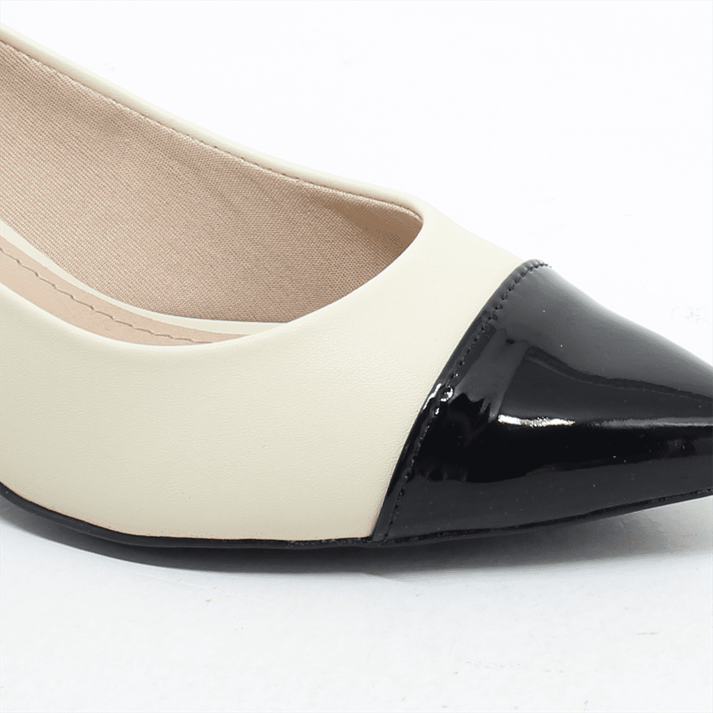 Scarpin Salto Bloco Bicolor Branco 5