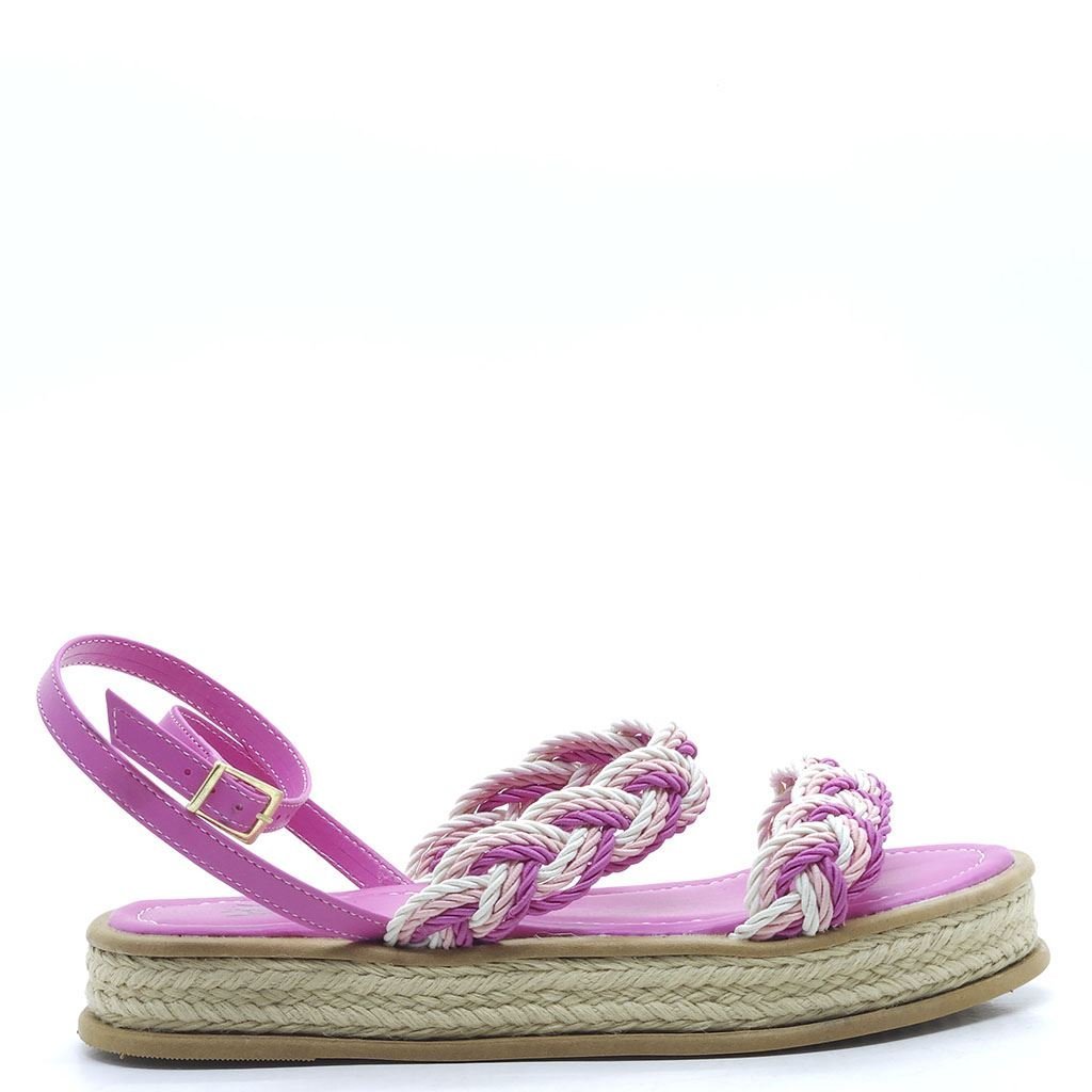 Sandália Via Bella Flatform Corda Feminino Rosa 2