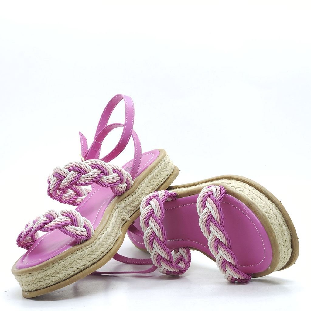 Sandália Via Bella Flatform Corda Feminino Rosa 3