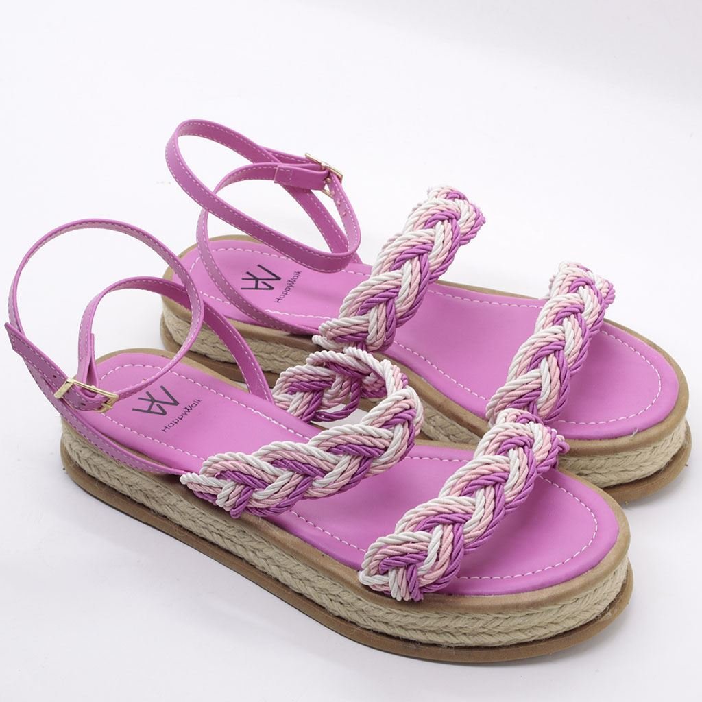 Sandália Via Bella Flatform Corda Feminino Rosa 4